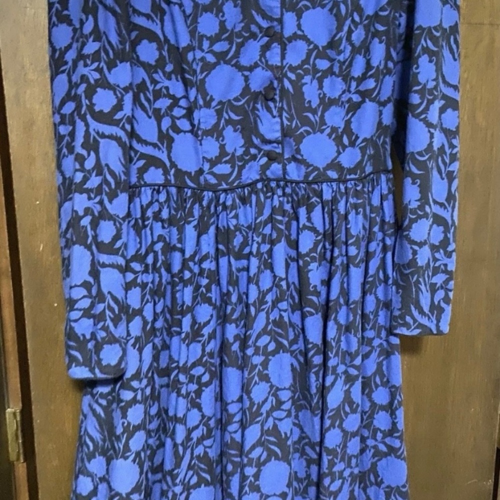 Vintage Laura Ashley Cotton & Wool Floral Dress Maxi US Size 12 - Picture 4 of 9